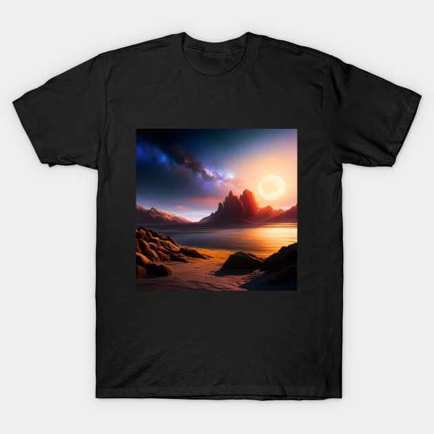 Hyperreal Sunrise Starscape T-Shirt by SmartPufferFish